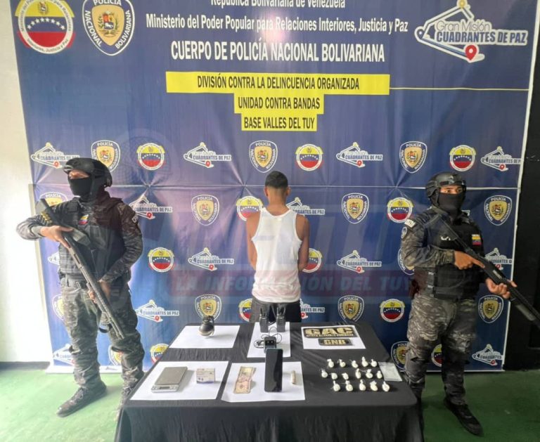 Aprehendido en Charallave con presunta cocaína, artefacto explosivo y equipos de comunicación