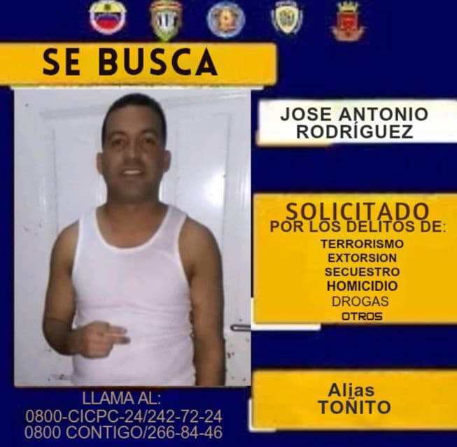 Alias «Toñito» de la Brisas de Charallave está solicitado por terrorismo, extorsión y secuestro
