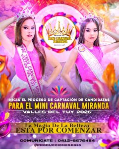“Belleza y alegría en marcha: comienza la selección de candidatas al Mini Carnaval Miranda 2026”