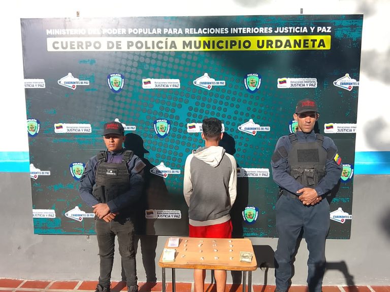 Poliurdaneta capturó a hombre con envoltorios de sustancias ilícitas en Nueva Cúa