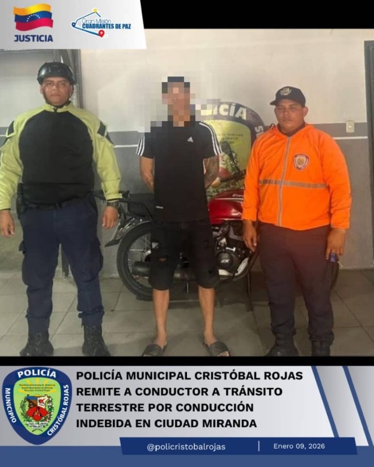 Remiten conductor a tránsito Terrestre, por conducción indebida en Ciudad Miranda