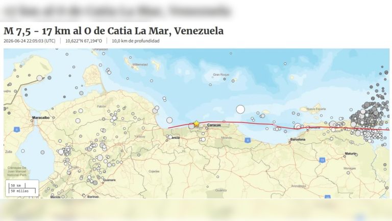 USGS reubica epicentro del segundo sismo del 24 de junio frente a las costas de La Guaira