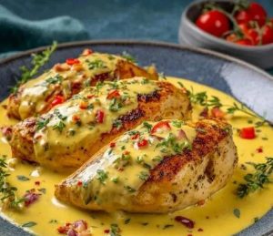 Exquisito y Diferente Deleita tu Paladar con este Pollo Tierno Bañado en Salsa Cremosa de Mango