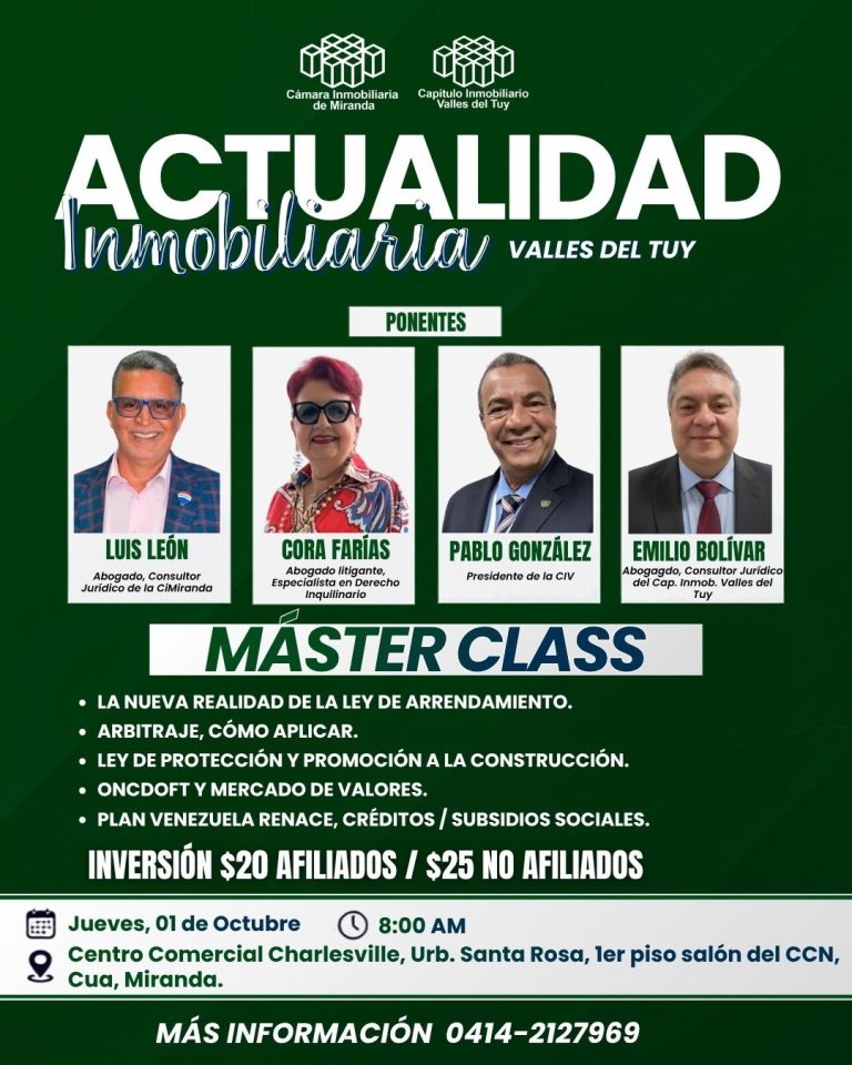 Cámara Inmobiliaria de Miranda impulsa actualización profesional en los Valles del Tuy
