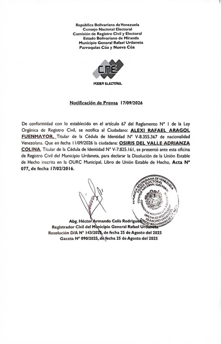 ¡A quien pueda interesar! Disolución De Unión Estable De Hecho