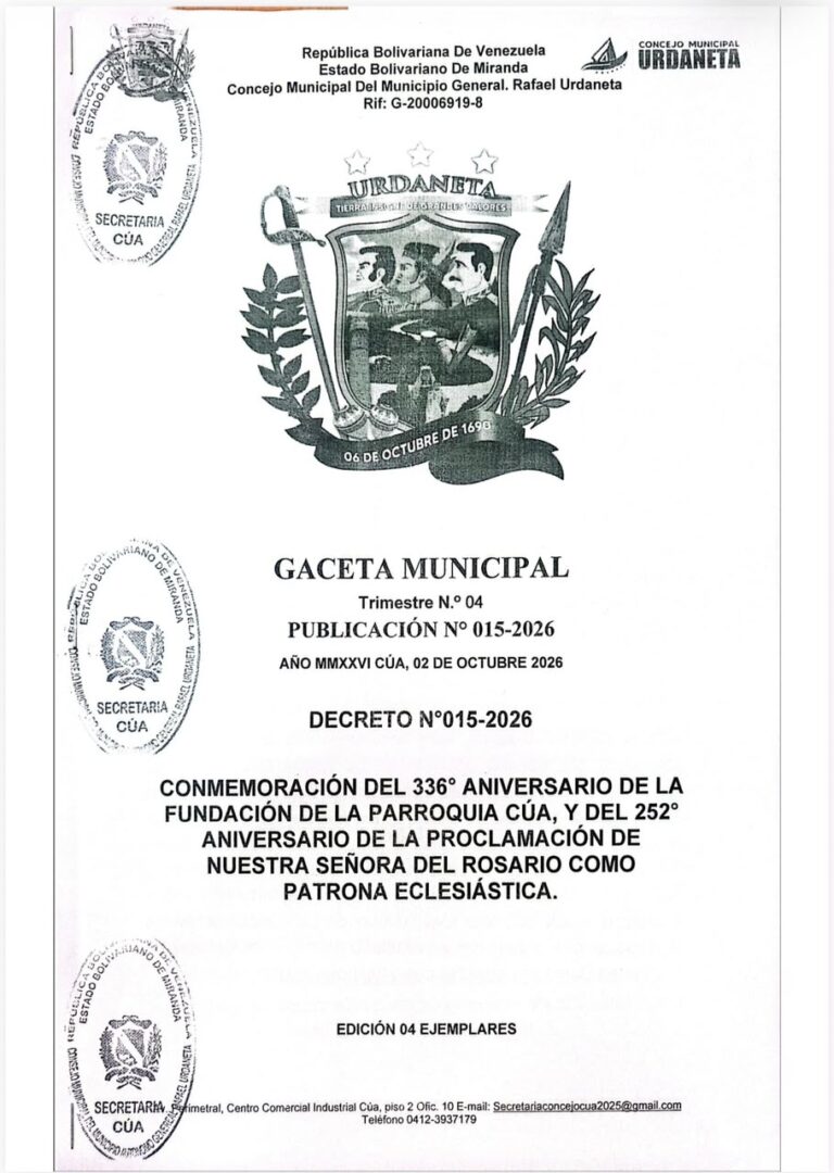 Decretan el 6 y 7 de octubre como días no laborables en Cúa